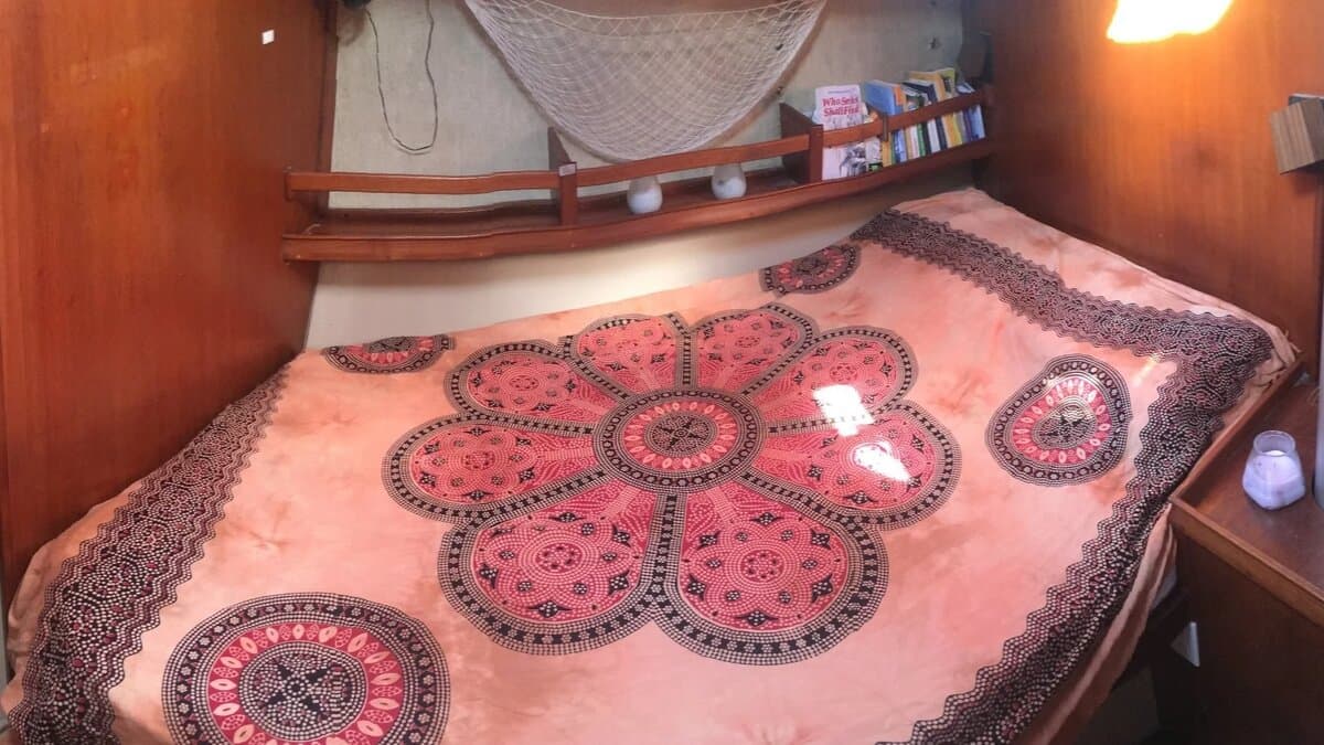 Comfortable cabin interior aboard the catamaran